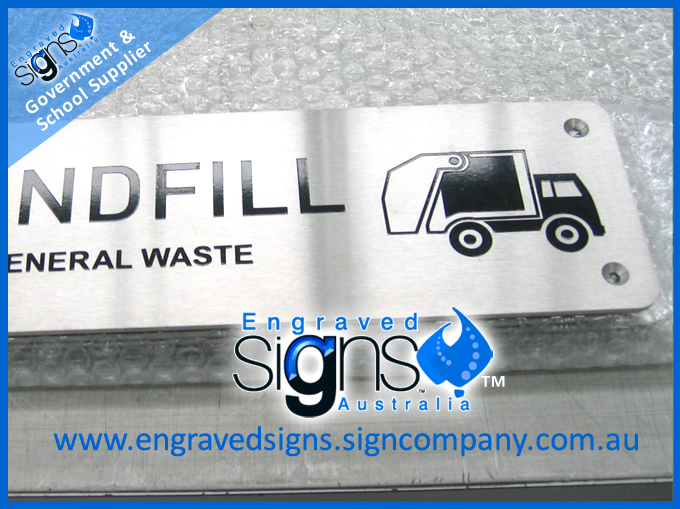 Landfill sign with countersunk screw holes