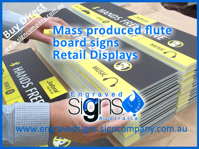 Mass produced flute board signs and retail display makers signage