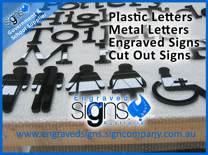 Plastic letters, symbols and components of a 3d outside building sign for schools