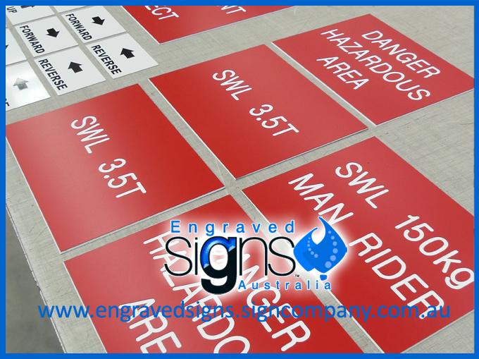 Traffolyte signs made for machinery, mining, pipeline, buildings, doors, electrical cabinets and boards, electrical engineers use Traffolyte for marking dangerous, important and system controls in large buildings when making machines and for general long term sign identification systems